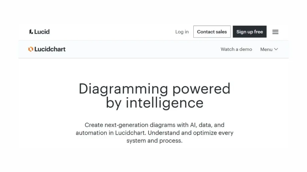 واجهة موقع Lucidchart