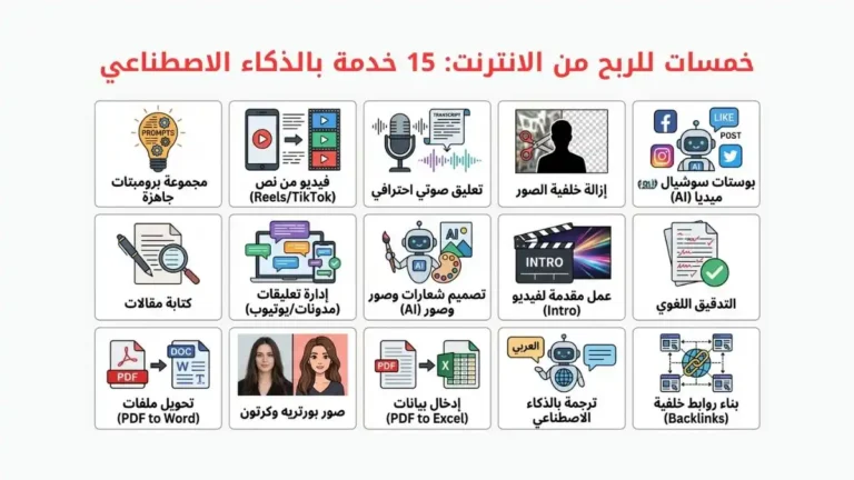خمسات للربح من الانترنت: 15 خدمة بالذكاء الاصطناعي بدون خبرة