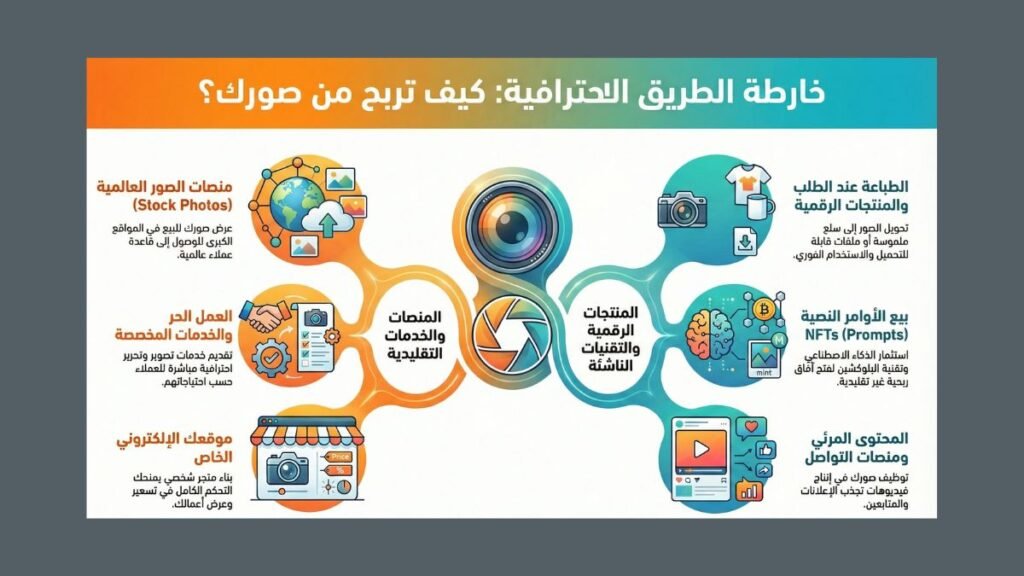 مخطط يوضح خارطة طريق كيف تجهز صورك للبيع