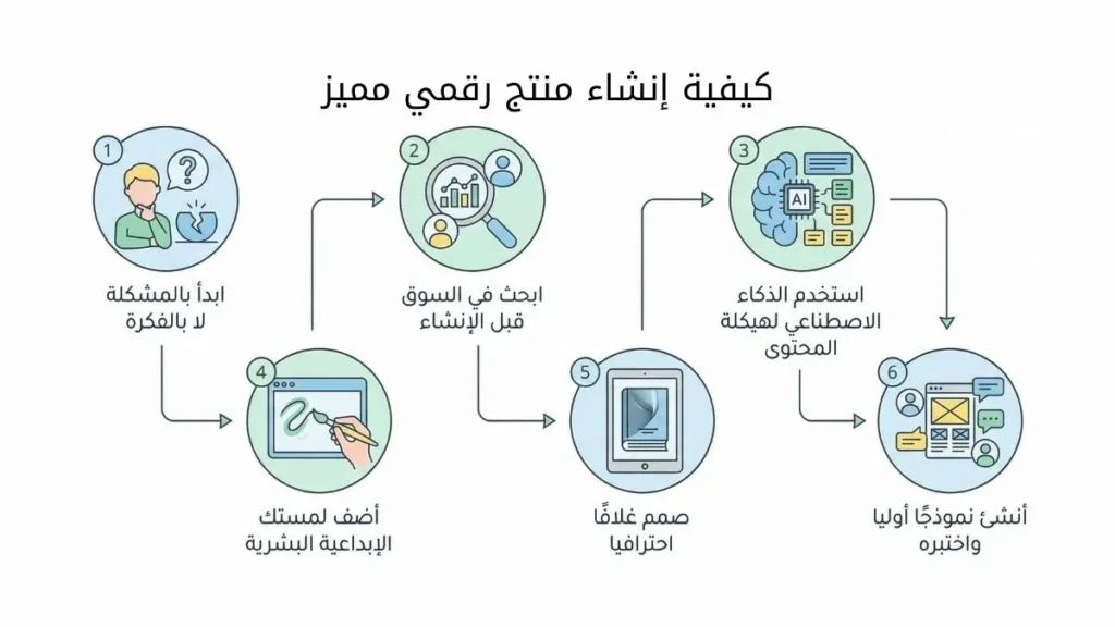 صورة تعبر عن كيفية إنشاء منتج رقمي مميز