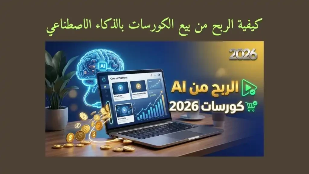 صورة تعبر عن كيفية الربح من بيع الكورسات بالذكاء الاصطناعي