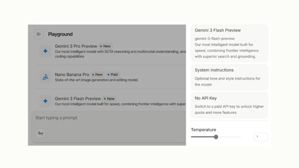 لوحة التحكم الجانبية run settings في Google AI Studio